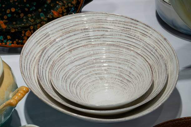 Elegant porcelain on the table, everyday ceramic tableware