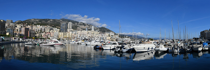 Monaco-ville, Monaco-11 20 2023: Panoramic view of the city and marina of Monaco.