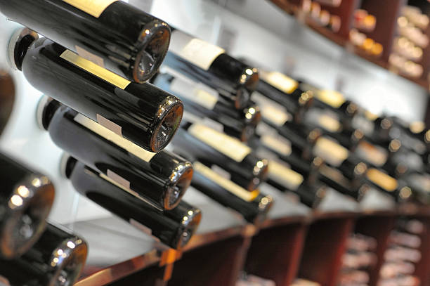 istock Wine bottles in shop 184438054