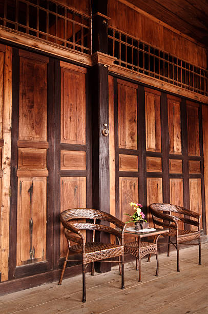 istock Old wood chairs in room 184440380