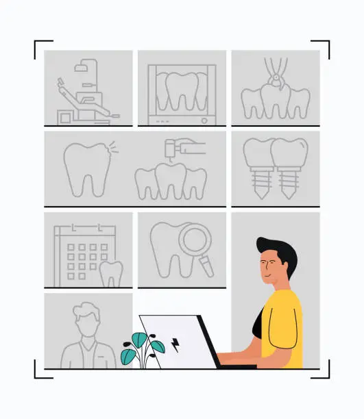 Vector illustration of Dental Related Vector Banner Design Concept. Global Multi-Sphere Ready-to-Use Template. Web Banner, Website Header, Magazine, Mobile Application etc. Modern Design.