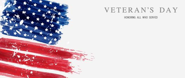 istock USA Veterans day background. Abstract grunge brushed flag with text. Template for United states of America national holiday. Horizontal banner. 1844440838