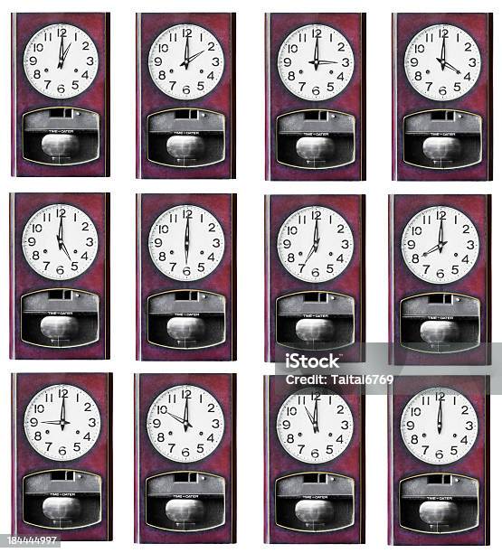 Twelve Hour Clock Wood Isolated Stock Photo - Download Image Now - 12 O'Clock, Ancient, Art And Craft