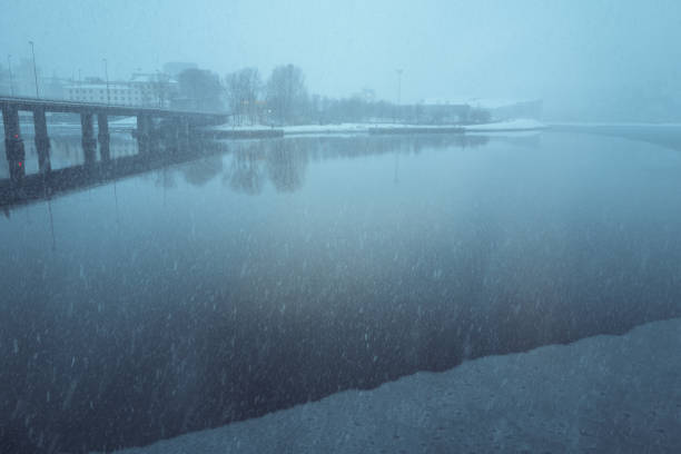 Heavy snow storm in Bergen, Norway