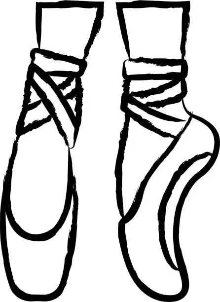 Vector illustration of Ballet shoes hand drawn vector illustration
