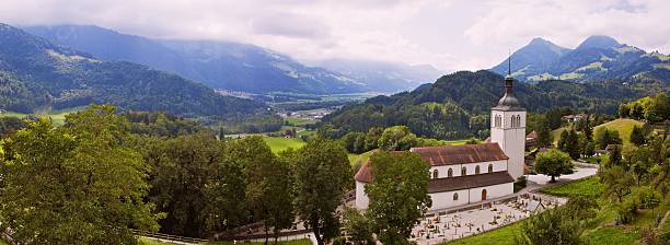 istock Gruyeres church panorama 184447832