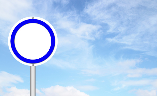 blank circle sign with blue sky background