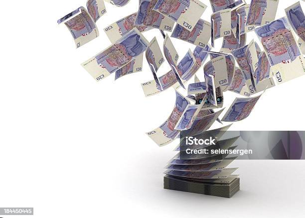 Block Of Bank Notes Flying Swap Stock Photo - Download Image Now - British Currency, Pound Symbol, Currency