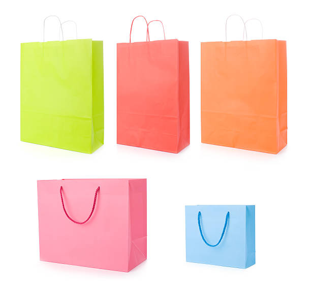 istock Set of various shopping bags isolated on white 184450662