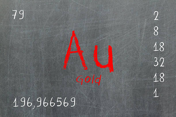 istock Isolated blackboard with periodic table, Gold 184450796