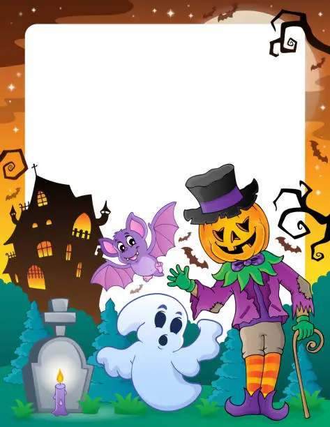 Vector illustration of Halloween theme frame 6