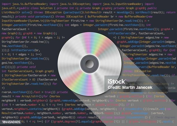 Background With Source Code And Cd Stock Illustration - Download Image ...