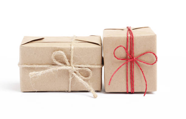 istock Kraft stylish gift box isolated on a white background 1844551840