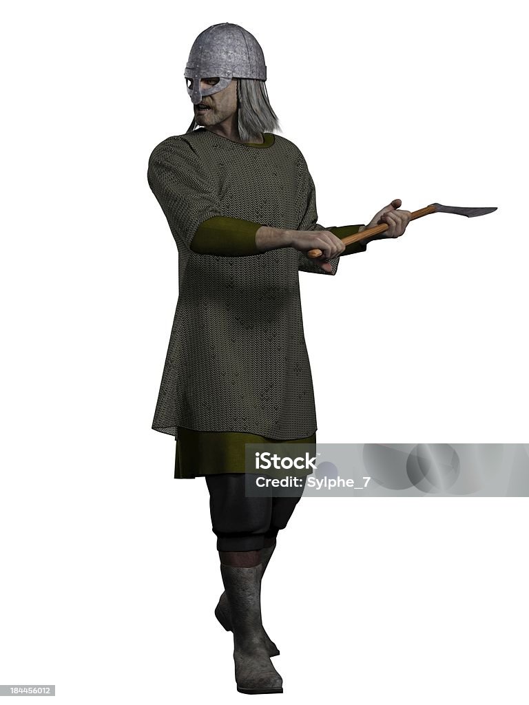 Old Viking Warrior with Axe Old grey-haired Viking warrior holding an axe, 3d digitally rendered illustration. Adult Stock Photo