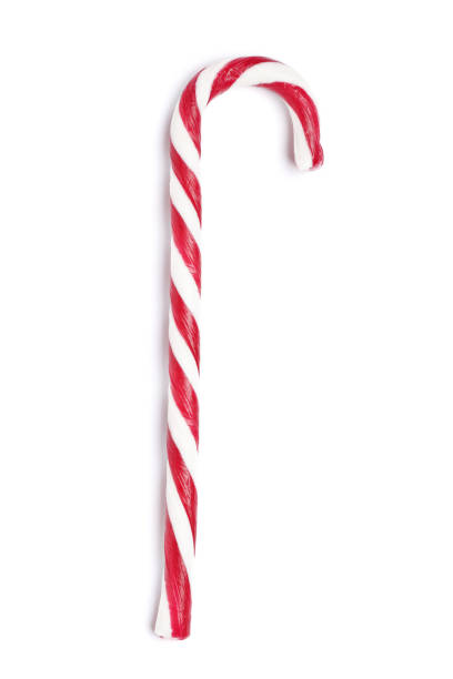 istock Tasty red candy cane  on white background. Festive treat 1844581065