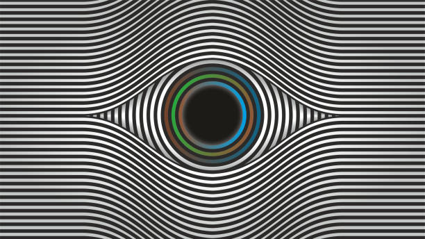 istock Hypnose eye with brown, blue and green colors. Dimension 16:9. Vector illustration. 1844585218