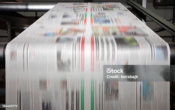 Offset Printing Press At Work Stock Photo - Download Image Now - Newspaper, Journalism, Printing Press