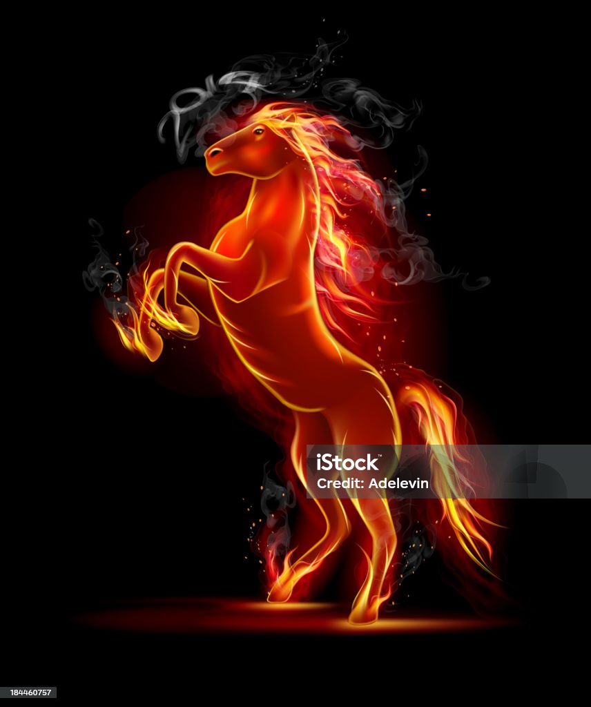 Fogo cavalo empinado preto - Vetor de Cavalo - Família do cavalo royalty-free