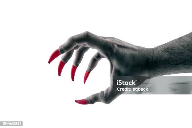 Red Hand Claws Creepy Monster Hand With Red Claws Isolated On White Background With ...