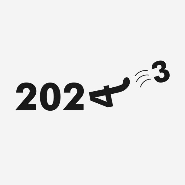 vektoränderung jahr 2023 bis 2024, nummer 4 kickt nummer 3 gut für mockup, druck, design, tapete, sosial media, hintergrund - 0 3 months stock-grafiken, -clipart, -cartoons und -symbole
