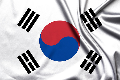 South Korean flag with fabric structure in the wind