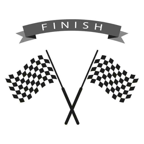 Vector illustration of Checkered Flag finish. Vector illustration. EPS 10.