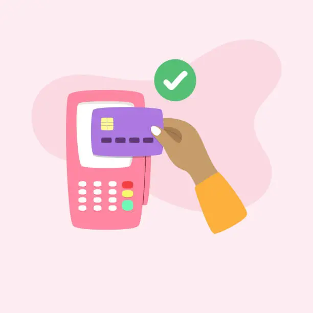 Vector illustration of Payment terminal with credit card