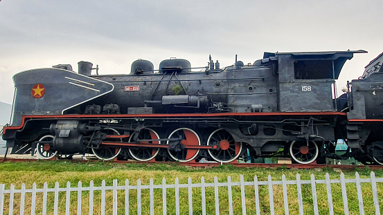 Ho Chi Minh City, Vietnam - ‎October 14, 2023 : Old Steam Locomotive Exhibition At Saigon Railway Station.
