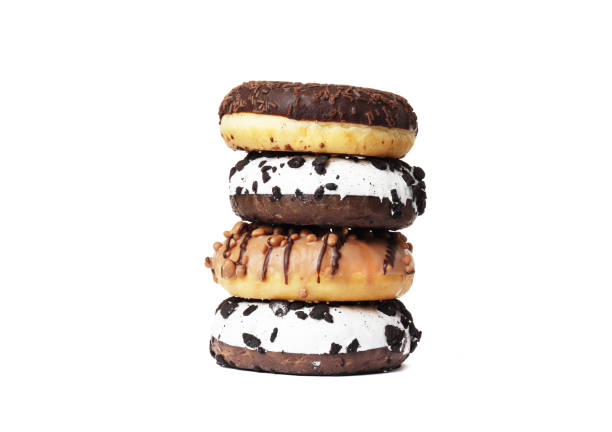 istock Sweet donuts with chocolate icing isolated on a white background 1844670403