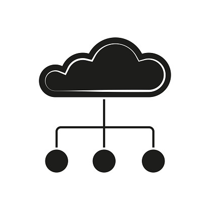 Cloud network, distributed database icon. Vector illustration. EPS 10. Stock image.
