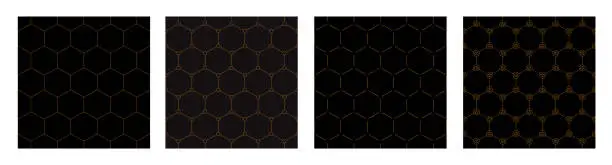 Vector illustration of Seamless hexagons vector patterns. Honeycomb abstract geometric backgrounds.