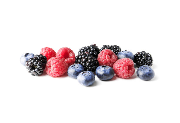 istock set of different berries on a white background, such as strawberries, cherries, raspberries, blueberries, currants, blueberries. 1844694661