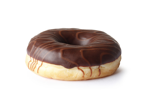 Sweet donuts with chocolate icing isolated on a white background