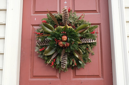 Colonial Christmas wreaths in their beautiful glory