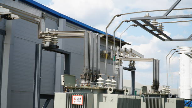 istock Busbar High Voltage. The high-voltage switch, high voltage element of the cell, an electrical isolator. Low voltage busbar. 1844732464