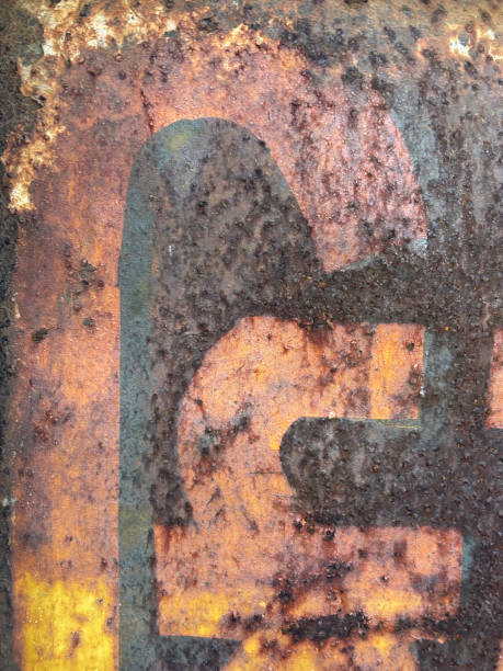 istock Abstract rusted grunge metal surface with white yellow paint 1844817625