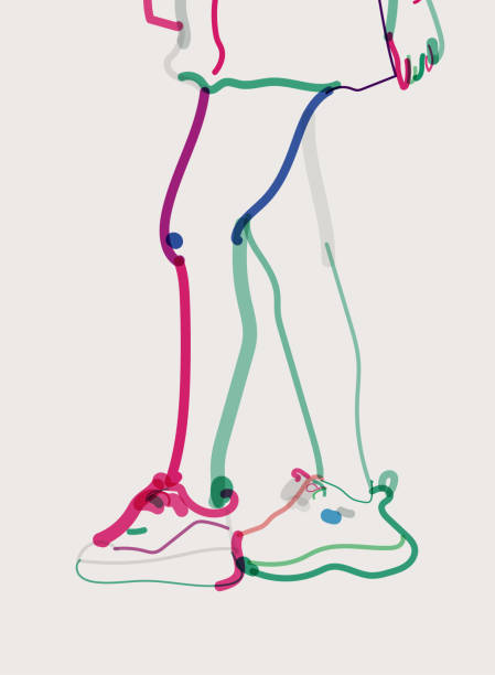 ilustrações, clipart, desenhos animados e ícones de padrão de contorno de aquarelas da arte da perna das mulheres - illustration and painting pencil drawing image sports shoe