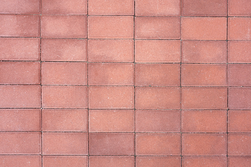 New perfectly red brick wall background. Best clean brick wall. Close up. Front view.