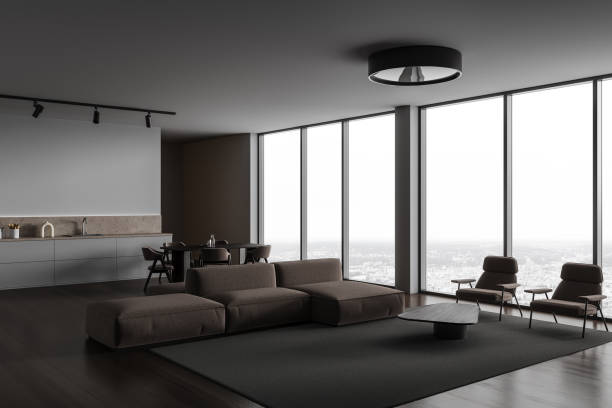 istock Gray living room and kitchen corner 1844840659