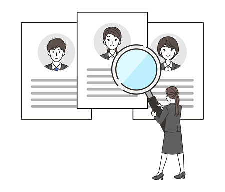 The illustration of Woman checking resume