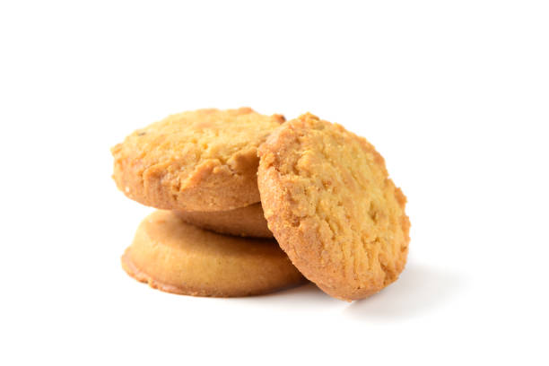 istock Danish butter cookies macro cutout. round shortbread biscuits with sugar on white 1844848033