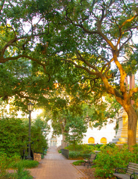 istock Brick Sidewalk-  A Peaceful Park in the Historic District- Savannah, Georgia 1844850699