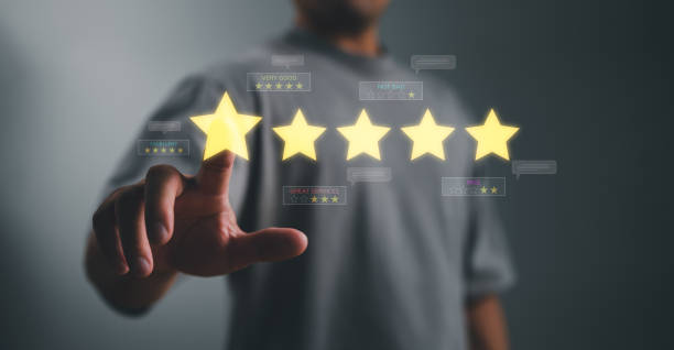 istock Customer Satisfaction Survey concept, 5-star satisfaction, service experience rating online application, customer evaluation product service quality, satisfaction feedback review, good quality most. 1844886984