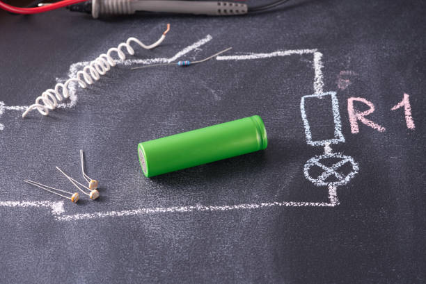 istock Lithium battery pack in black plastic holder on the dark background. 1844887303