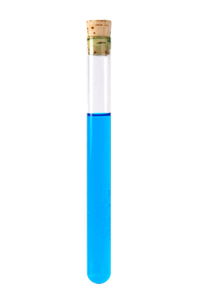 istock Blue liquid in laboratory glass on white background. 1844892779