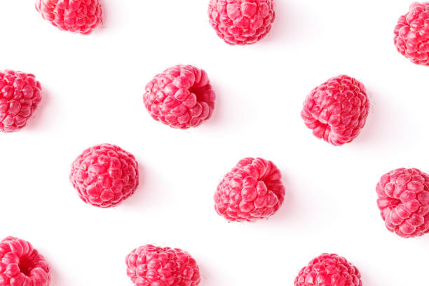 istock Ripe juicy raspberry isolated on white background 1844918982