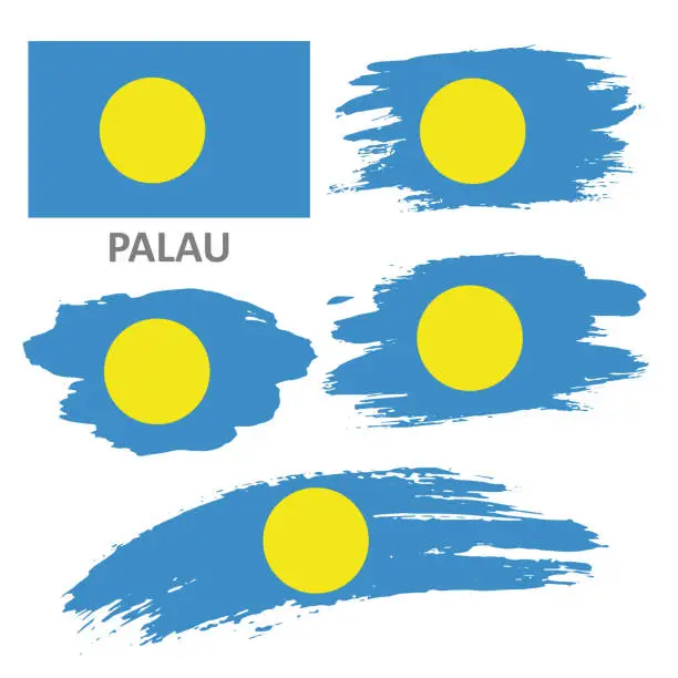 Vector illustration of Set of vector flags of Palau