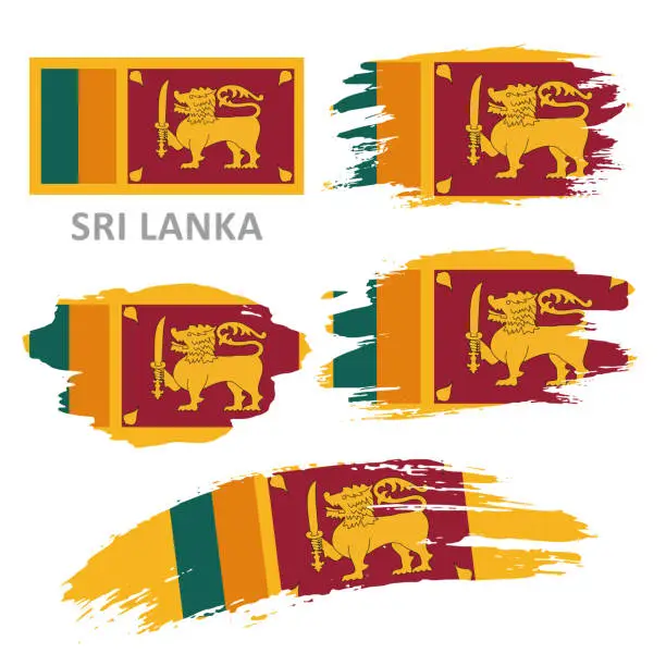 Vector illustration of Set of vector flags of Sri Lanka