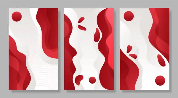 Vector illustration of Abstract red layers wavy shape on white background