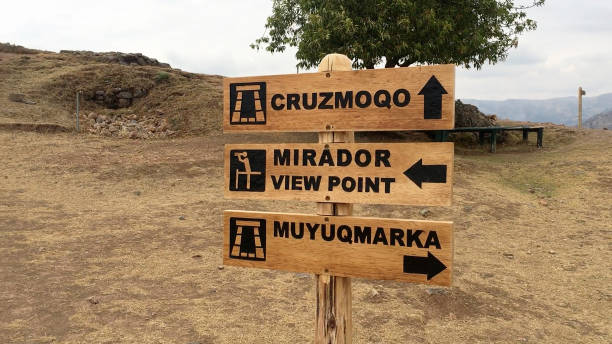 istock Tourist Directional Sign at Sacsayhuaman in Cusco, Peru. 1844959757